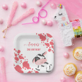 Koe party servies roze koe patroon gepersonaliseer papieren bordje (Feest)