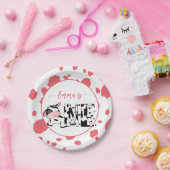 Koe party servies roze koe patroon gepersonaliseer papieren bordje (Feest)