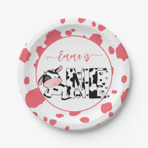 Koe party servies roze koe patroon gepersonaliseer papieren bordje