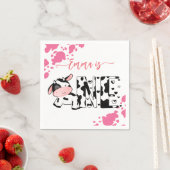 Koe party servies roze koe patroon gepersonaliseer servet (Insitu)