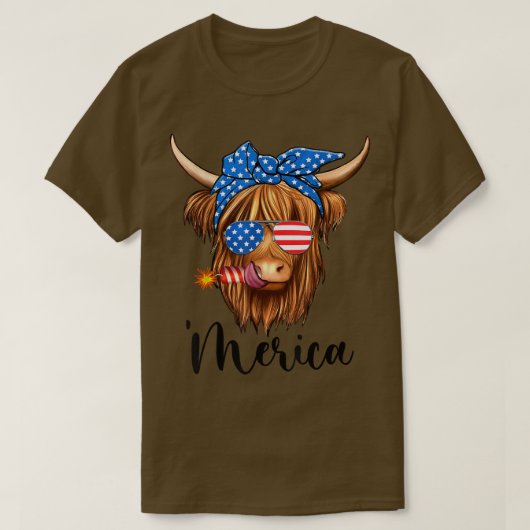  Koe Patriot op 4 juli Amerikaanse vlag Meri T-shirt (Design voorkant)
