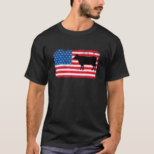 Koe Patriottisch Usa Vlag Boerderij Dier Zuivel 4 T-shirt