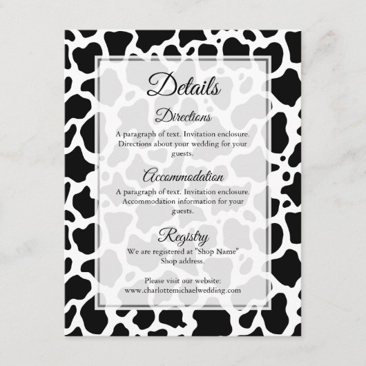 Koe Patroon Achtergrond Behuizing Kaart (Voorkant)