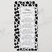 Koe Patroon Achtergrond Bruiloft Menu (Voorkant / Achterkant)