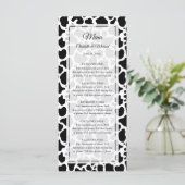 Koe Patroon Achtergrond Bruiloft Menu (Staand voorkant)