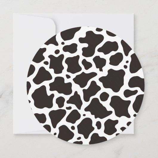 Koe patroon achtergrond Ronde uitnodiging (Achterkant)