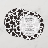 Koe patroon achtergrond Ronde uitnodiging (Voorkant / Achterkant)