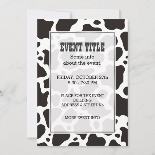 Koe patroon achtergrond Uitnodiging (Voorkant)