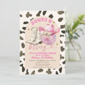 Koe Patroon Westerne Laarzen en Bling Verjaardag Kaart (Staand voorkant)