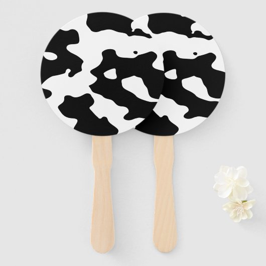 Koe Patroon zwart-wit Handwaaier (Voorkant en achterkant)