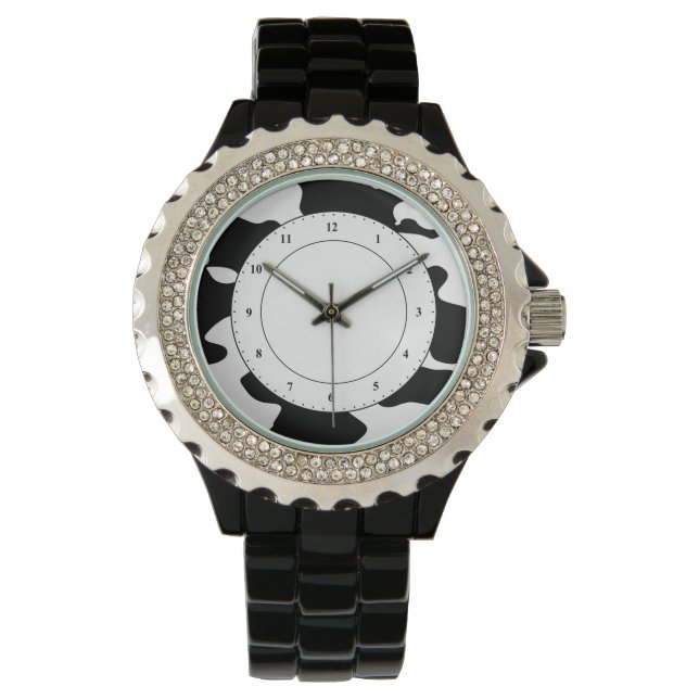 Koe Patroon zwart-wit Horloge (Voorkant)