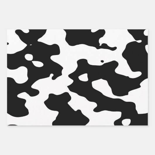 Koe Patroon zwart-wit Inpakpapier Vel (Voorkant 2)