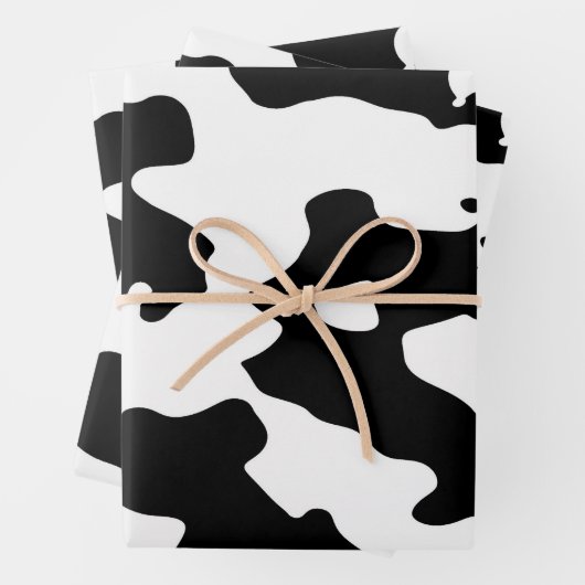 Koe Patroon zwart-wit Inpakpapier Vel (In situ)