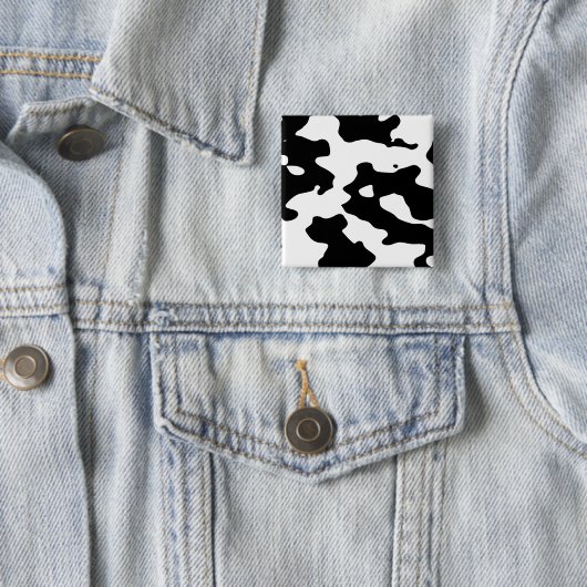 Koe Patroon zwart-wit Vierkante Button 5,1 Cm (In situ)