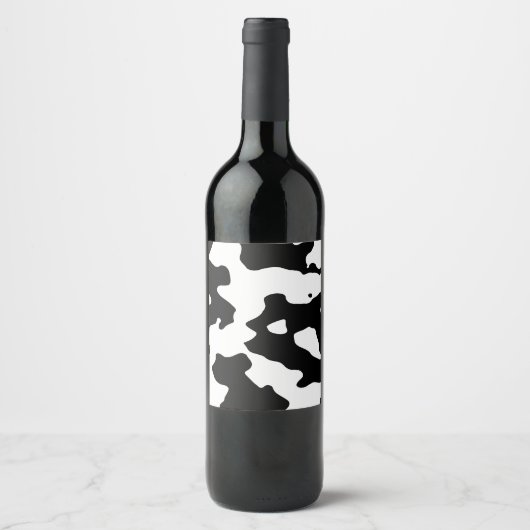 Koe Patroon zwart-wit Wijn Etiket (Voorkant)