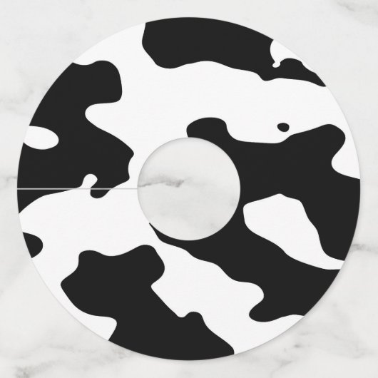 Koe Patroon zwart-wit Wijnglaslabel (Voorkant)