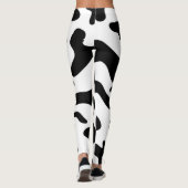 koe patroon zwart-wit, zwarte pantherfilm leggings (Achterkant)