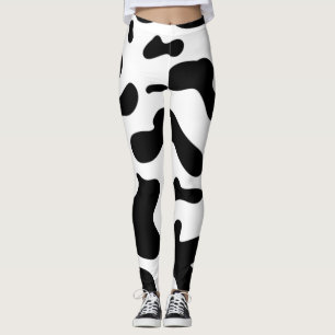 koe patroon zwart-wit, zwarte pantherfilm leggings