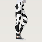 koe patroon zwart-wit, zwarte pantherfilm leggings (Rechts)