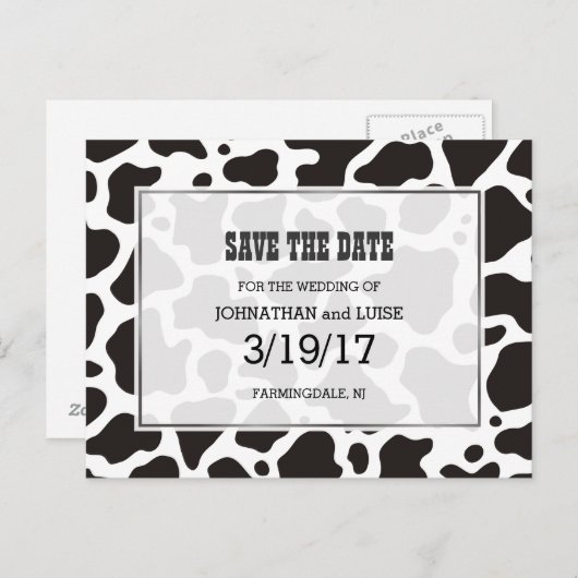 Koe patroonachtergrond Het briefkaart Datum opslaa (Voorkant / Achterkant)