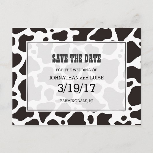 Koe patroonachtergrond Het briefkaart Datum opslaa (Voorkant)