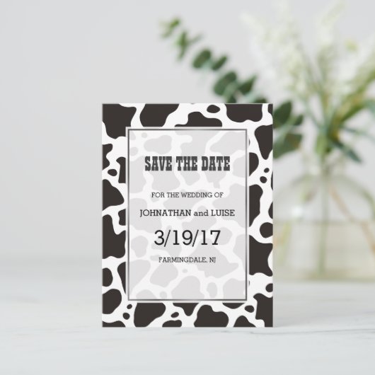 Koe patroonachtergrond Het briefkaart Datum opslaa (Staand voorkant)