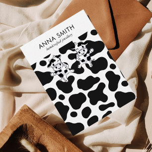 Koe Pattern Black and White Stud Earning Display Visitekaartje