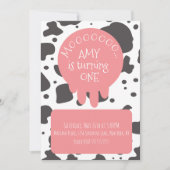 Koe Pattern Spots Brown Pink Birthday Party Kaart (Voorkant)