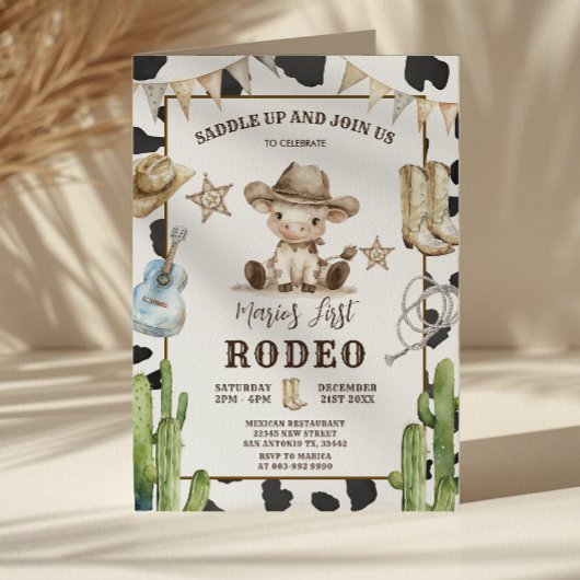 Koe Pattern Wild West Mijn eerste Rodeo Verjaardag Kaart