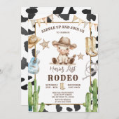 Koe Pattern Wild West Mijn eerste Rodeo Verjaardag Kaart (Voorkant / Achterkant)