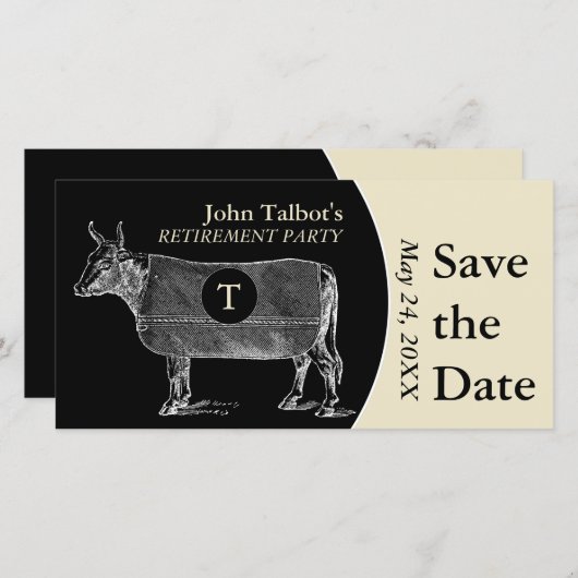  Koe Pensioen B Save the Date Monogram (Voorkant / Achterkant)