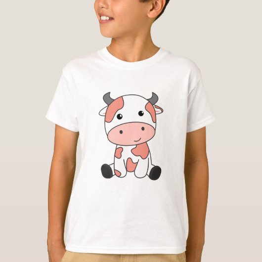 Koe Perach Kawaii Retro Japanse perziken Koeien T-shirt (Voorkant)
