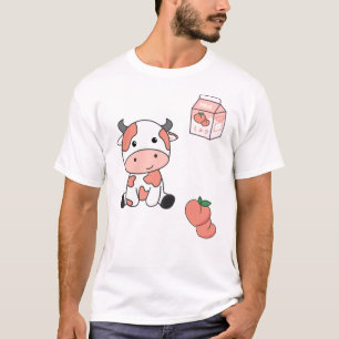 Koe Perzikmelk Kawaii Japanse Koeien Peach T-shirt