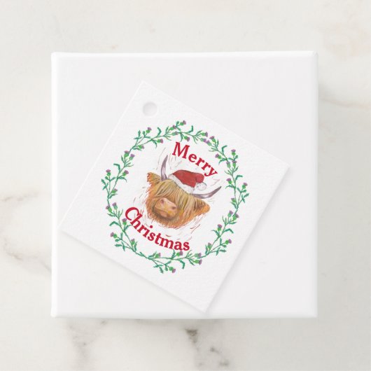 Koe Pet Thistle Wreath Merry Kerstmis Cl Bedankjes Labels (In situ)