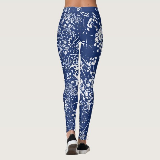 Koe peterselie cyanotype stijl leggings (Achterkant)