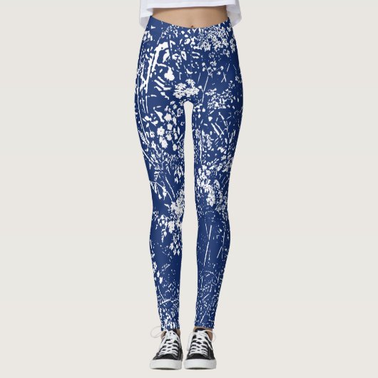 Koe peterselie cyanotype stijl leggings (Voorkant)