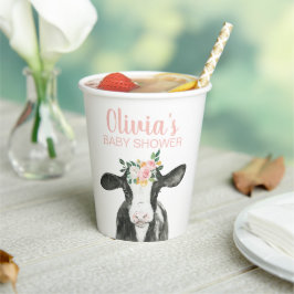 Koe Pink Floral Gingham Papieren Bekers