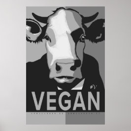 Koe Pop Art Poster in Zwart en Wit - Vegan