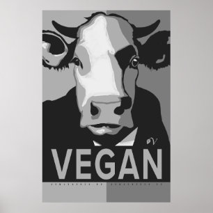 Koe Pop Art Poster in Zwart en Wit - Vegan