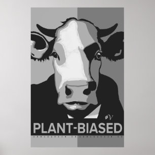 Koe Pop Art Poster in Zwart & Wit - Plant-Biased