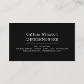 Koe portret, Cheesemonger Visitekaartje (Achterkant)