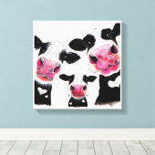 Koe PRiNT, ANiMaL PRiNT, ' THe NoSeY Koeien ' Canvas Afdruk (Insitu (Houten vloer))