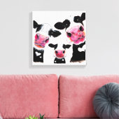 Koe PRiNT, ANiMaL PRiNT, ' THe NoSeY Koeien ' Canvas Afdruk (Insitu (Woonkamer))