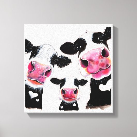 Koe PRiNT, ANiMaL PRiNT, ' THe NoSeY Koeien ' Canvas Afdruk (Voorkant)