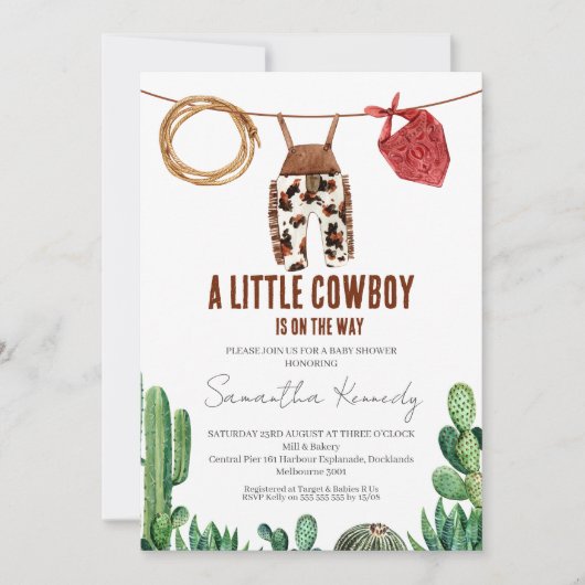 Koe print bijtend Baby shower kleine cowboy Kaart (Voorkant)