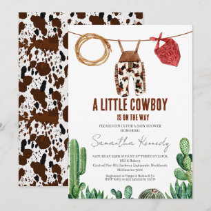 Koe print bijtend Baby shower kleine cowboy Kaart