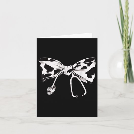 Koe Print Bow en Stethoscoop Nurse RN Afstuderen Kaart (Voorkant)