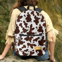 Koe Print Bruin Western Dierenvlekken Monogrammed