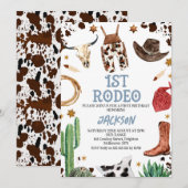 Koe Print Cowboy Mijn Eerste Rodeo 1e Verjaardag Kaart (Voorkant / Achterkant)
