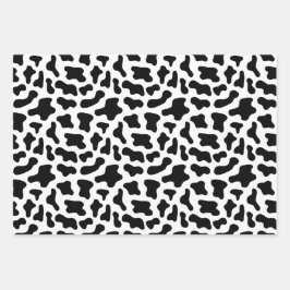 Koe Print Cowgirl Animal Pattern Roze Zwart Paarse Inpakpapier Vel